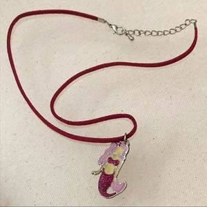 Mermaid Choker Necklace Enamel Burgundy Pink Maroon Glitter Extender Velvet